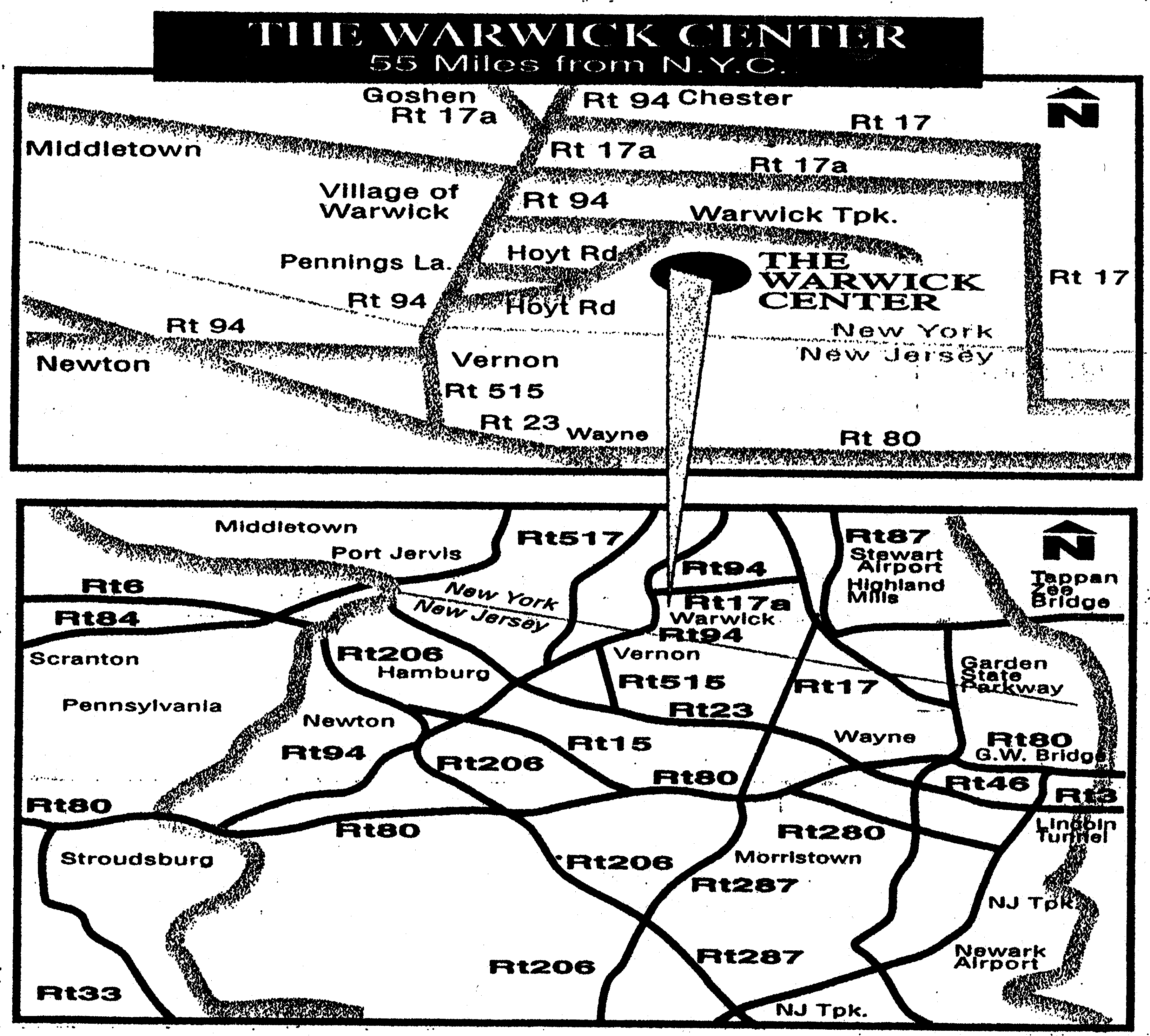Map of Warwick Center Routes
